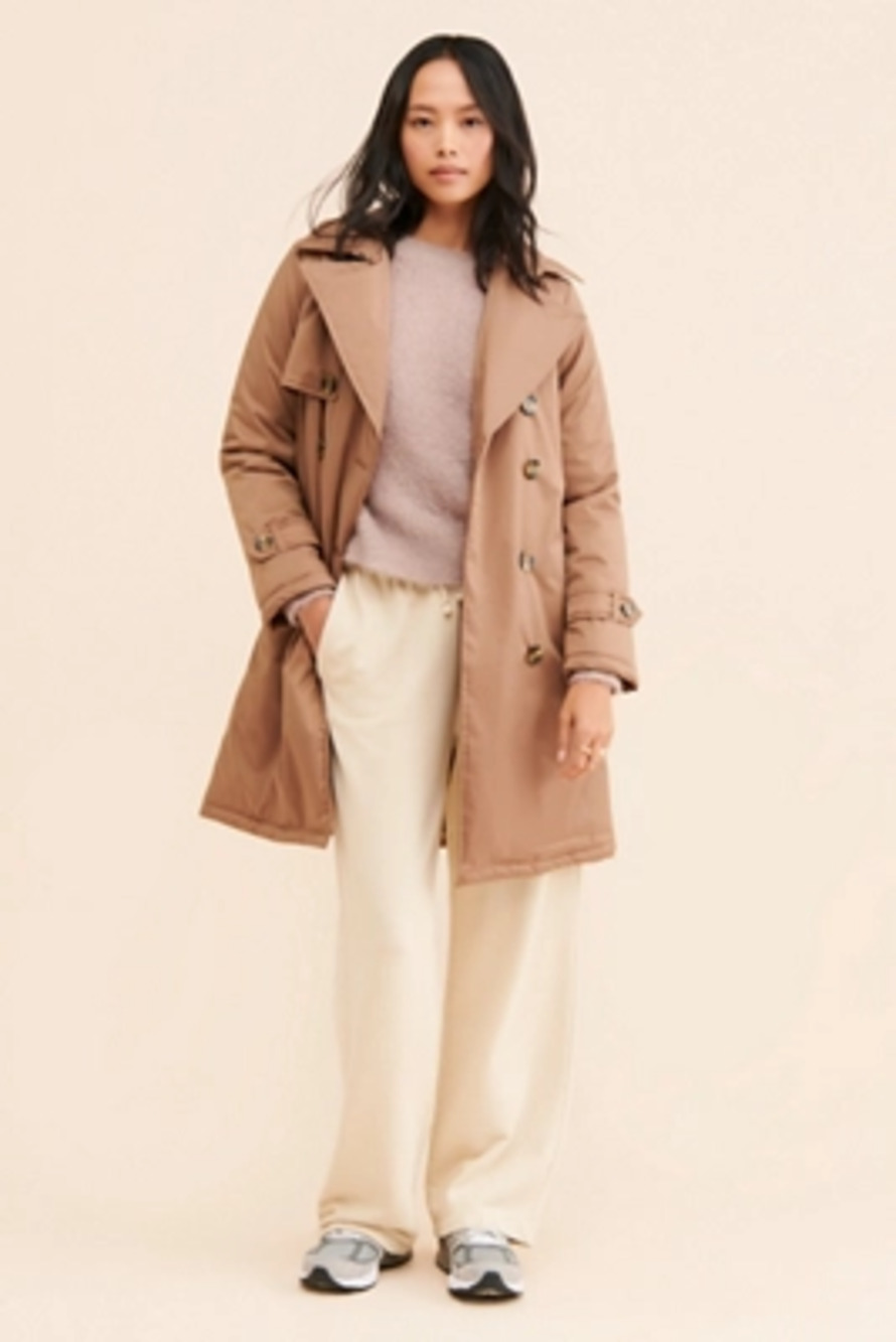 Bernardo - Long Puffer Trench Coat - Tan - Size XXL